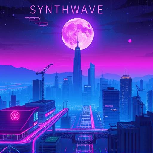 Finished project album cover for 'Neon Dreams' by Synth City Project